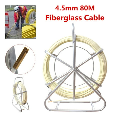 - Moaere Fish Tape Fiberglass 4.5MM 80m Duct Rodder Fish Tape Continuous Fiberglass Wire Cable Running with Cage and Wheel Stand