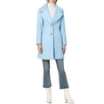 thumbnail image 2 of MODA NOVA Juniors Shawl Collar Single Breasted Mid-Thigh Winter Overcoat Light Blue L, 2 of 6
