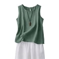 thumbnail image 6 of GZWYHT Linen Tank Tops For Women，Womens Tank Tops Sleeveless Linen Tops For Women Organic Cotton Tank Tops Womens Linen Vest Cotton Sleeveless Tops Linen Vest Top Green XL, 6 of 9