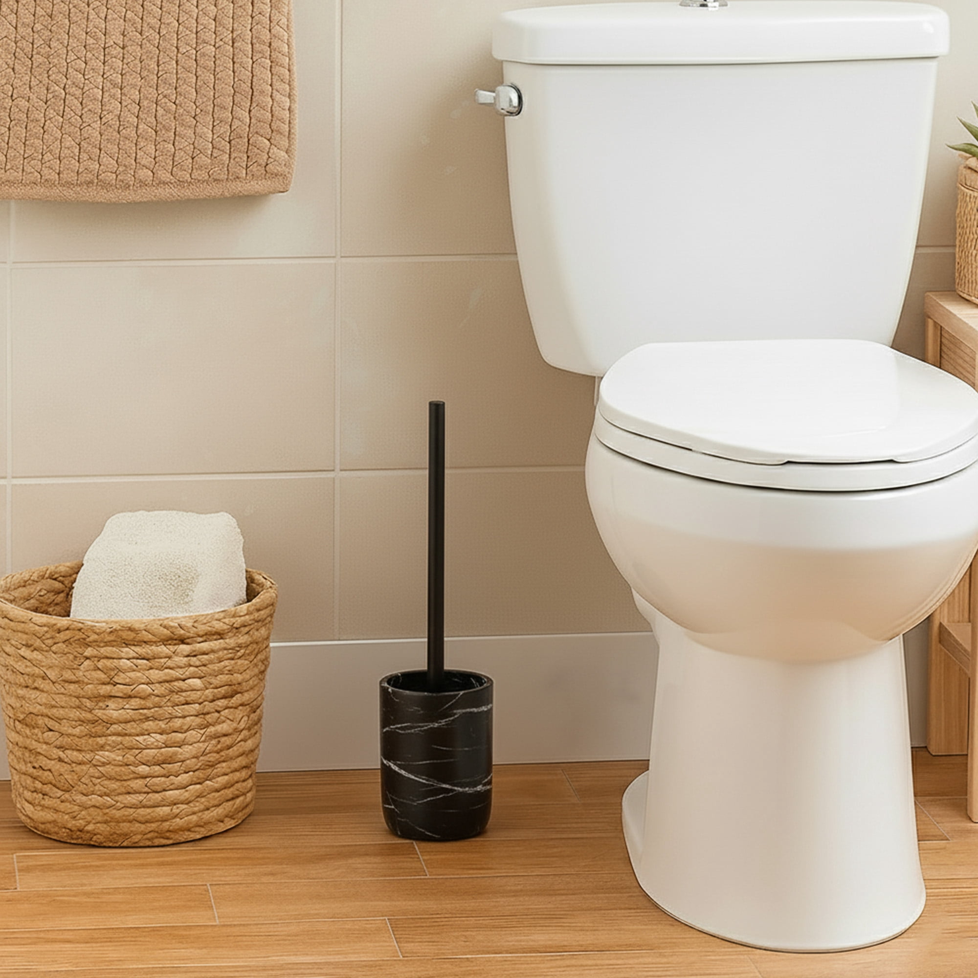 Black Marble Toilet Brush and Holder Set