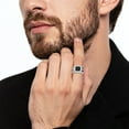 thumbnail image 6 of 925 Sterling Silver Black Diamond Onyx Cross Mens Ring Gemstone Band, 6 of 9