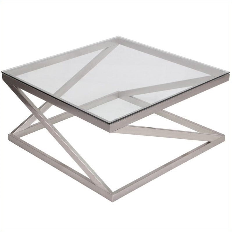 Bowery Hill Cocktail Table In Brushed Nickel Walmart Com