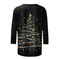 thumbnail image 4 of FDGIU Women's 3/4 Sleeve Christmas Tunic - Xmas Tree Glitter Print Crewneck Blouse, Cute Holiday Gift Tees, 4 of 5