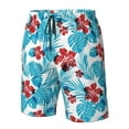 thumbnail image 6 of Uemuo Hawaiian Style Pattern Men's Swim Trunks Hawaiian Beach Bathing Suit Swimsuits Beach Quick-Dry Shorts with Pockets-, 6 of 9