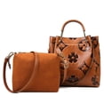 thumbnail image 2 of Bolso de mano Travistar de cuero con relieve floral, grande, 34 x 16 x 31 cm, 2 of 9