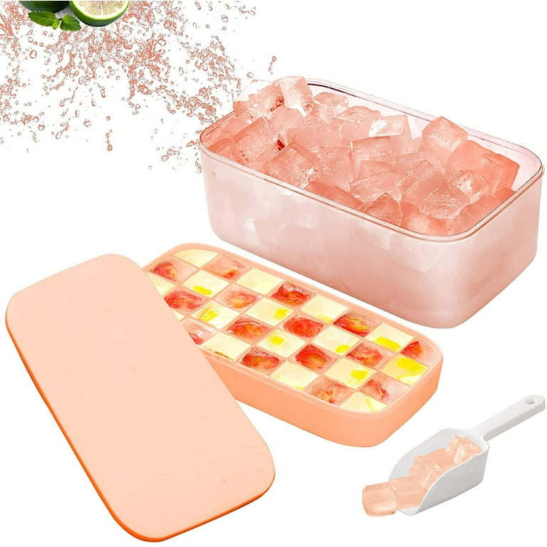 Ice Cube Tray + Ice Scoop For Freezer | Ice Bin & Flexible Scoop | BPA  Free, Food Safe Ice Bucket | Clear Plastic Storage Bin, Laundry Detergent
