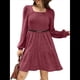 thumbnail image 2 of Vestido Estilo Babydoll Informal de Otoño con Cuello Cuadrado y Larga para Mujer Rojo L, 2 of 8