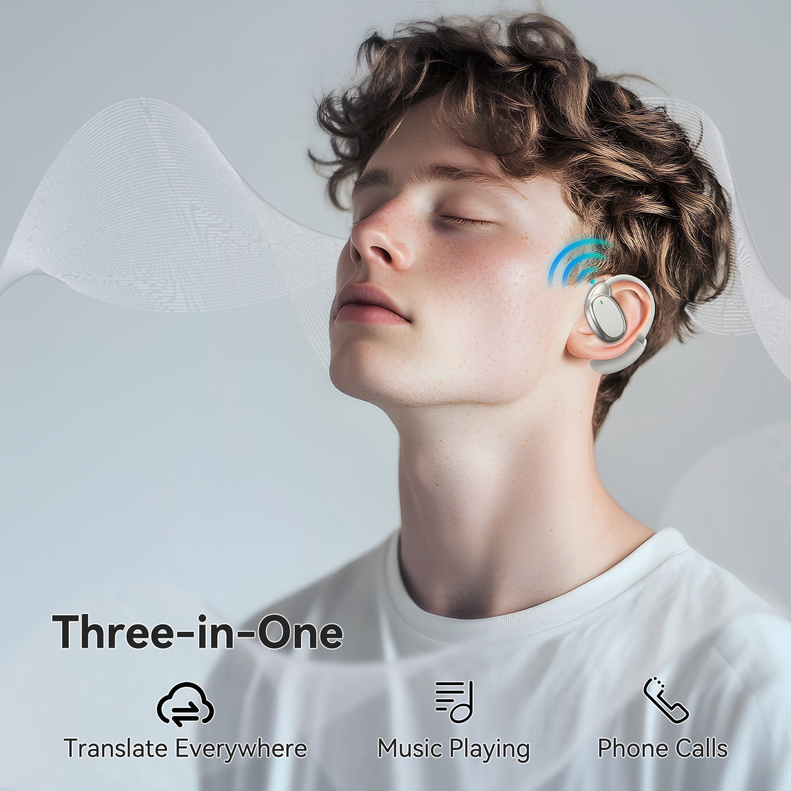 Real-time AI Earbuds Translator, 3-in-1 language translator headphones, Bluetooth 5.4|HIFI sport headset,150 Languages,English Spanish French Russian,Perfect for Business,Travel,Learn