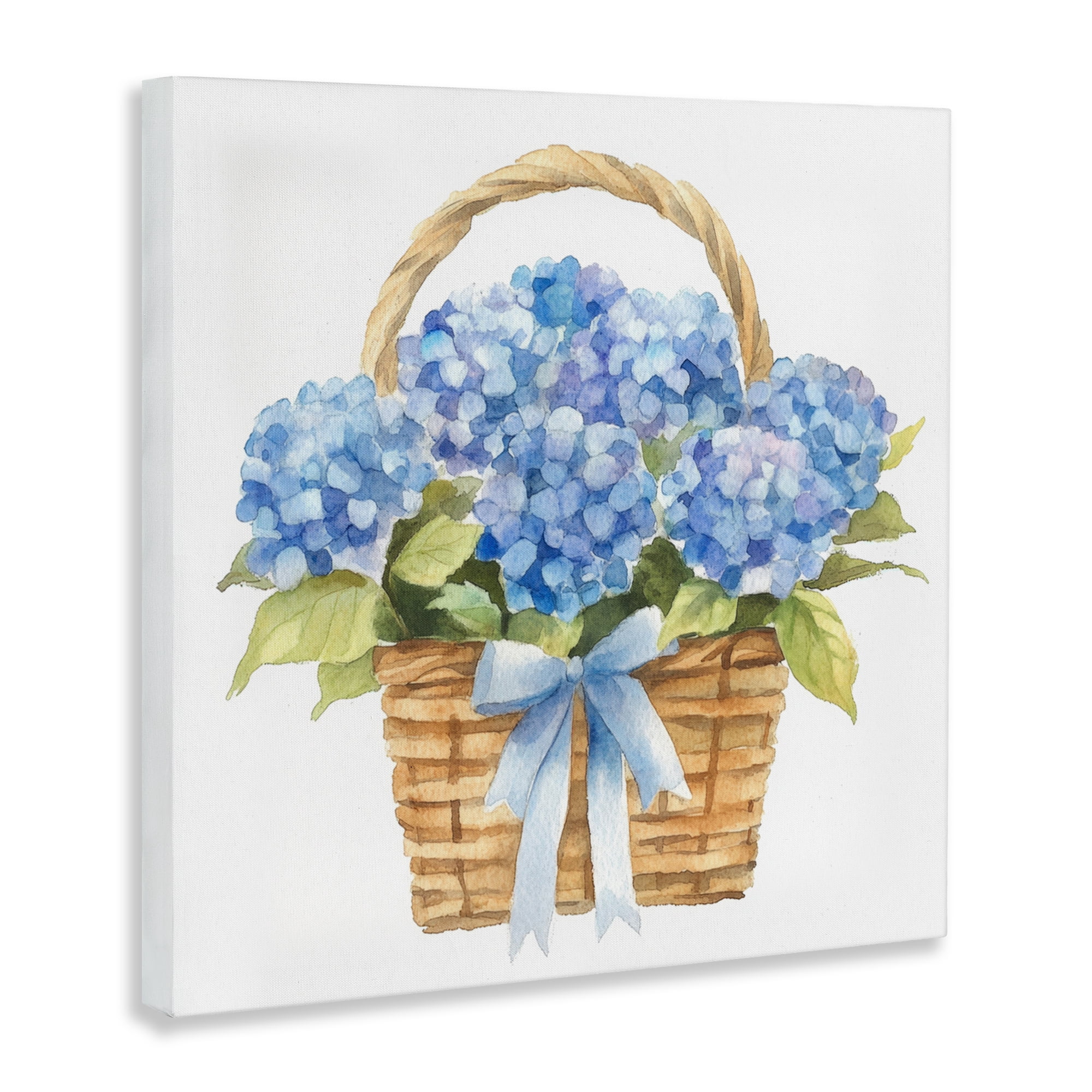 Stupell Industries Pretty Blue Hydrangea Picnic Basket Canvas Wall Art, design by Petal Prints Design