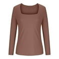 thumbnail image 7 of GuangCheng Womens Long Sleeve Blouses Square Neck Tops Ribbed Knit Fall Basic Crop Shirts, 7 of 7