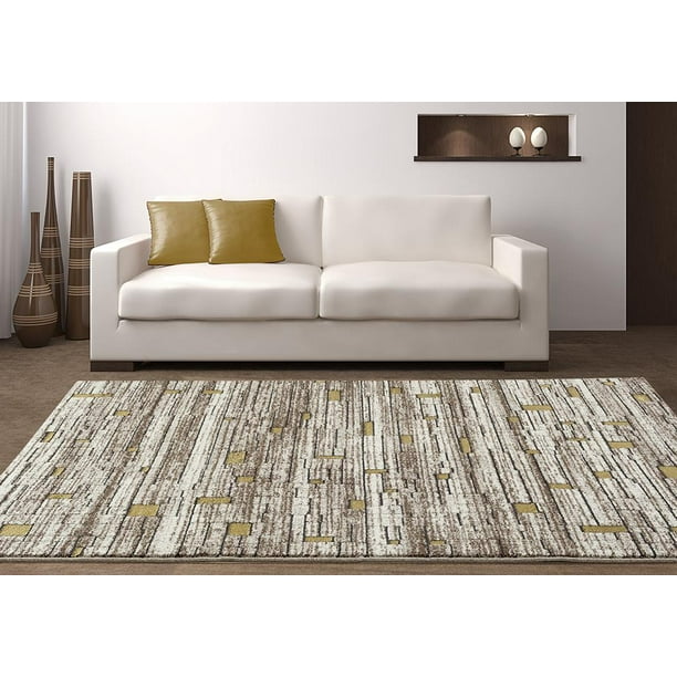Persian Rugs 6067 TribeigeCream Modern Contemporary Area Rug 6x9