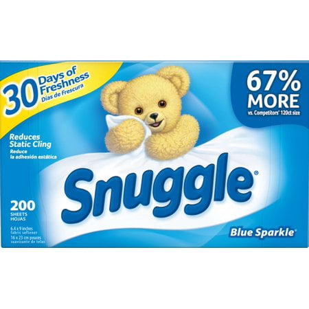 Fabric Softening Sheets - (2 Pack) Snuggle Fabric Softener Sheets, Blue Sparkle, 200 Count