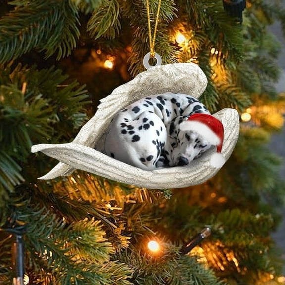 EWASWON Angel Dog Christmas Ornament - 8cm Acrylic Hanging Decor for Christmas Tree, Holiday Party, Gift