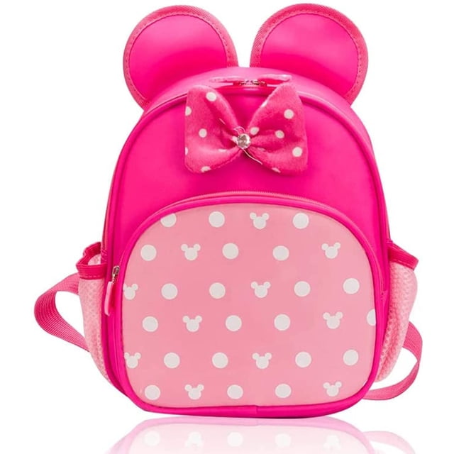 Mochilas pequeñas y bonitas de color rosa para niñas pequeñas, mochila de viaje con orejas de ratón de dibujos animados, mochila de viaje para niños, mochila preescolar con lazo para bebés y niños peq JFHHH pequeña