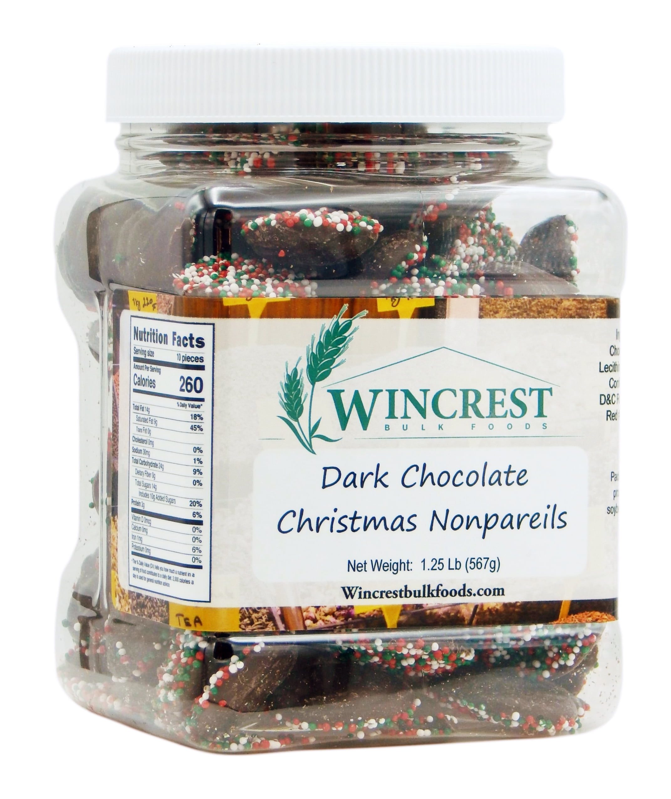 Dark Chocolate Christmas Nonpareils - 1.25 Lb (20 Oz) Tub - Walmart.com