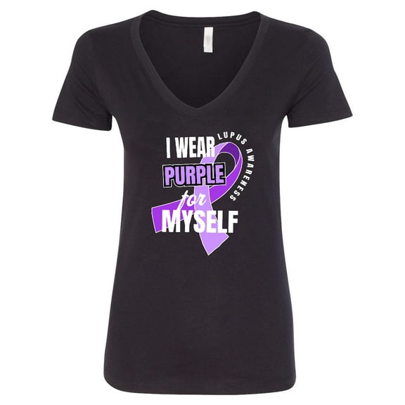 Inktastic I Wear Purple for Myself Lupus Awareness Women's V-Neck T-Shirt