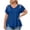 Blue, variant on Women's Plus Size V Neck Cutout Shoulder and Hem Short Sleeve T-Shirt, Loose Casual Top for Daily Wear XL-5XL
