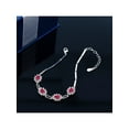 thumbnail image 4 of Gem Stone King 925 Sterling Silver Red Created Ruby Tennis Bracelet for Women (4.00 Cttw, Oval 6X4MM, 7 inch with 1 inch Extender), 4 of 5