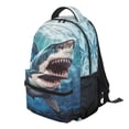 thumbnail image 2 of Jeiento Kids School Backpack 16 Inch Lightweight Water-Resistant Polyester Bookbag with Adjustable Straps, Multiple Organizer Pockets for Elementary Boys and Girls, White Shark Print, 2 of 7