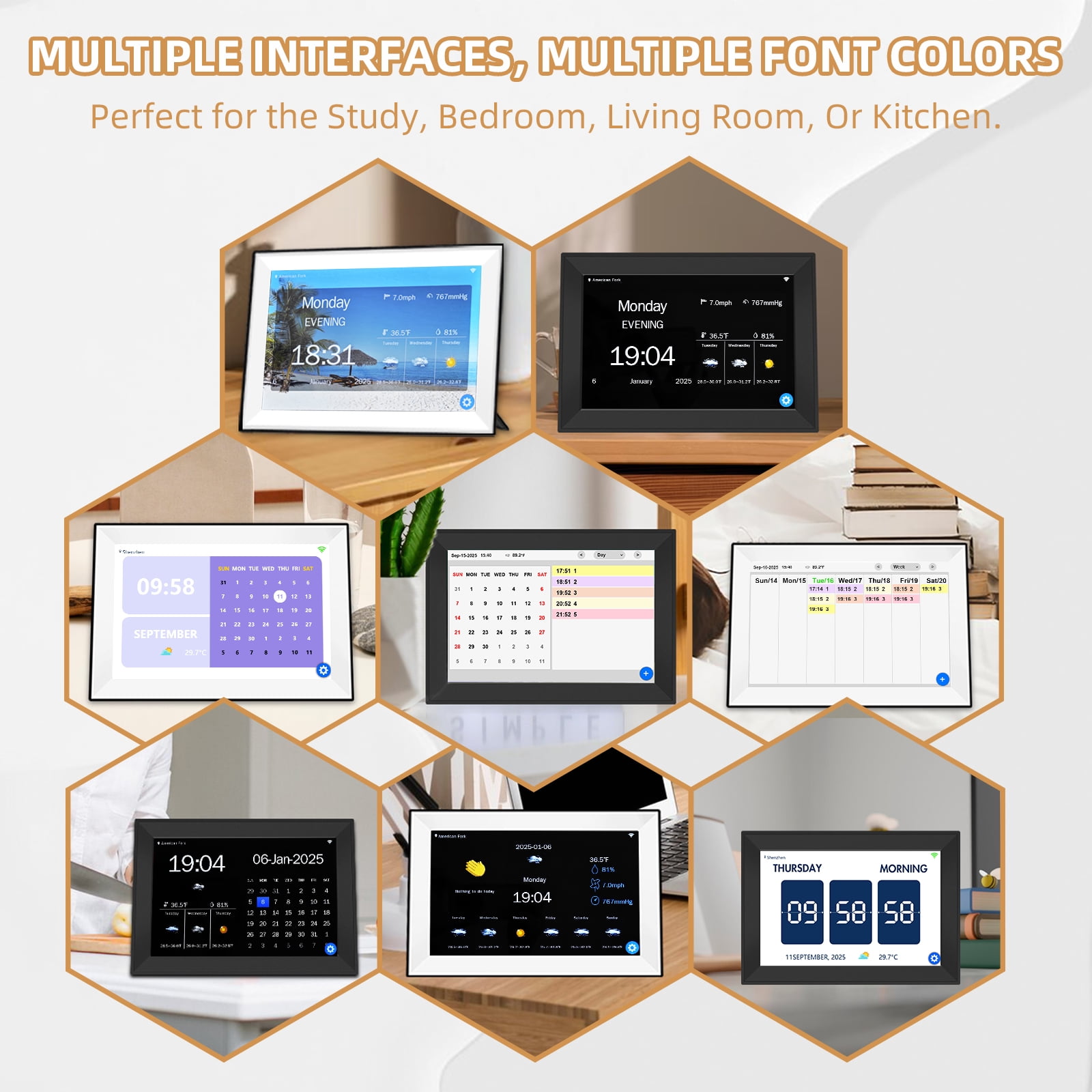 7'' Digital Alarm Clock with Day/Date for Seniors, Adjustable