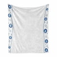 thumbnail image 1 of Evil Eye Soft Flannel Fleece Throw Blanket, Evil Eye Borders Spirals Swirls Luck Charm in Traditional Design, Cozy Plush for Indoor and Outdoor Use, 60" x 80", Blue Pale Blue White, by Ambesonne, 1 of 6