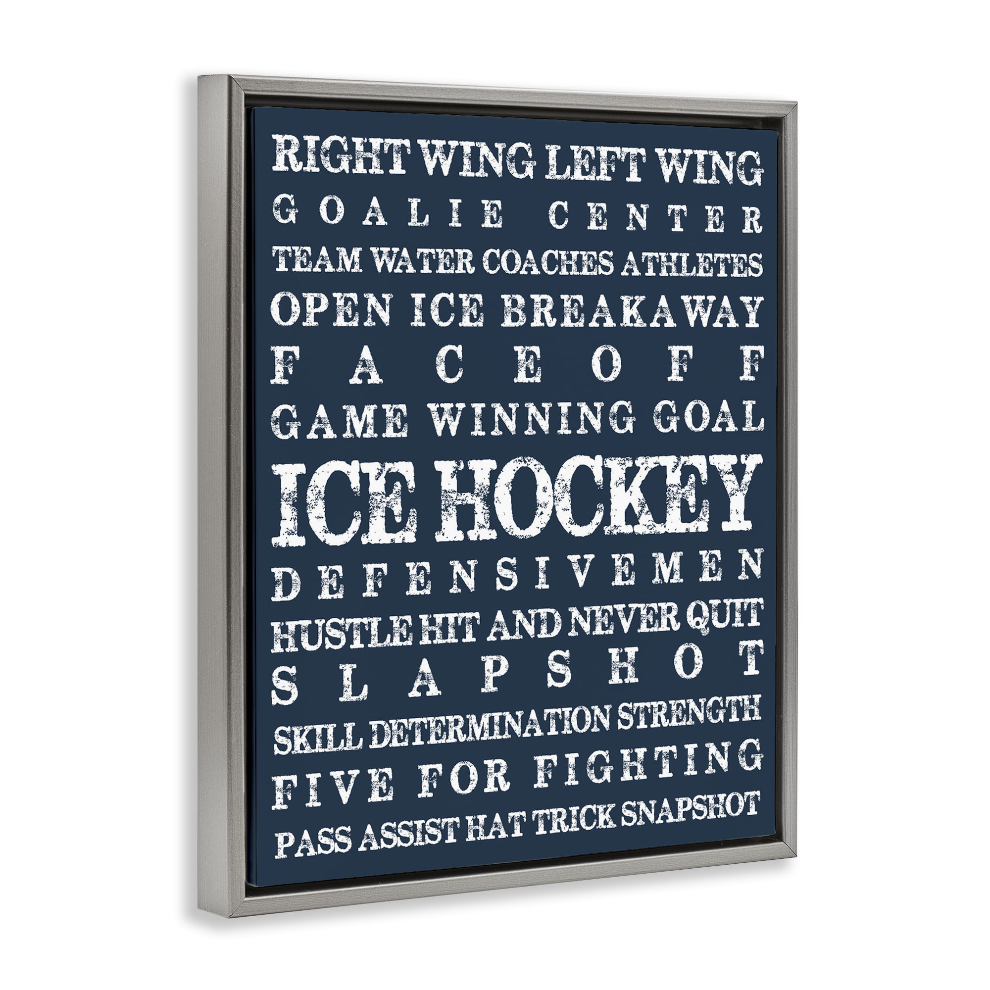 Stupell Industries Ice Hockey Expressions Gray Framed Floater Canvas Wall Art, design by Melody Hogan