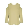 thumbnail image 4 of GigrtiJin Women's Tops Summer Fashion Solid Color Cold Shoulder T-Shirt 3/4 Sleeves Blouse Round Neck Casual Shirt, 4 of 6