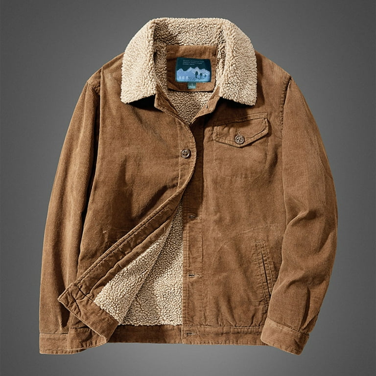 KBKYBUYZ Liquidation sale Men s Winter Thickened Corduroy Jacket Lamb Wool Loose Jacket Warm And Comfortable Jacket