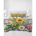 thumbnail image 3 of Spring Yellow Sunflower Queen Size Down Alternative Comforter, Lightweight Comforter Quilt Bedding Set with Pillow Shams Butterfly Floral Daisy Country All Seasons Bed Comforter Duvet Insert 90"x96", 3 of 7