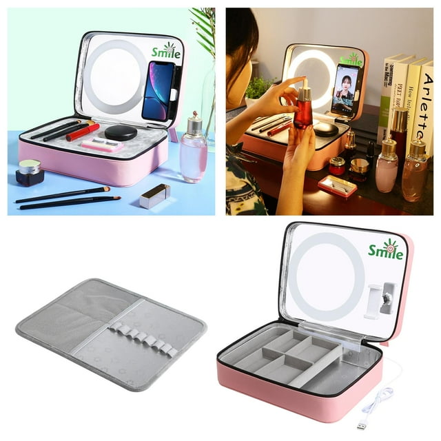 Caja de almacenamiento de maquillaje con luz de anillo led Yotijar espejo de maquillaje