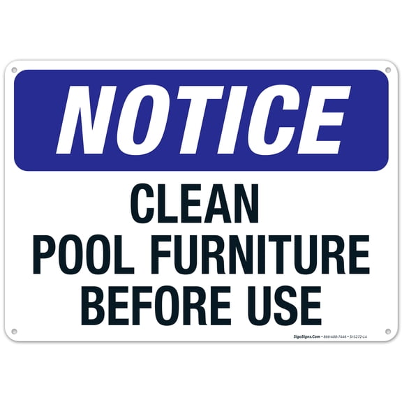 Social Distancing Pool Sign, Clean Pool Furniture Before Use,