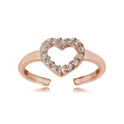 Rose Gold Tone over Sterling Silver Cubic Zirconia Heart Toe Ring