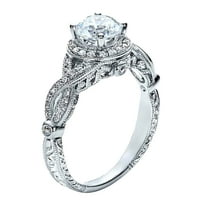 1.50 Carat Round cut Halo Diamond and Moissanite Engagement Ring with 18k Gold Plating