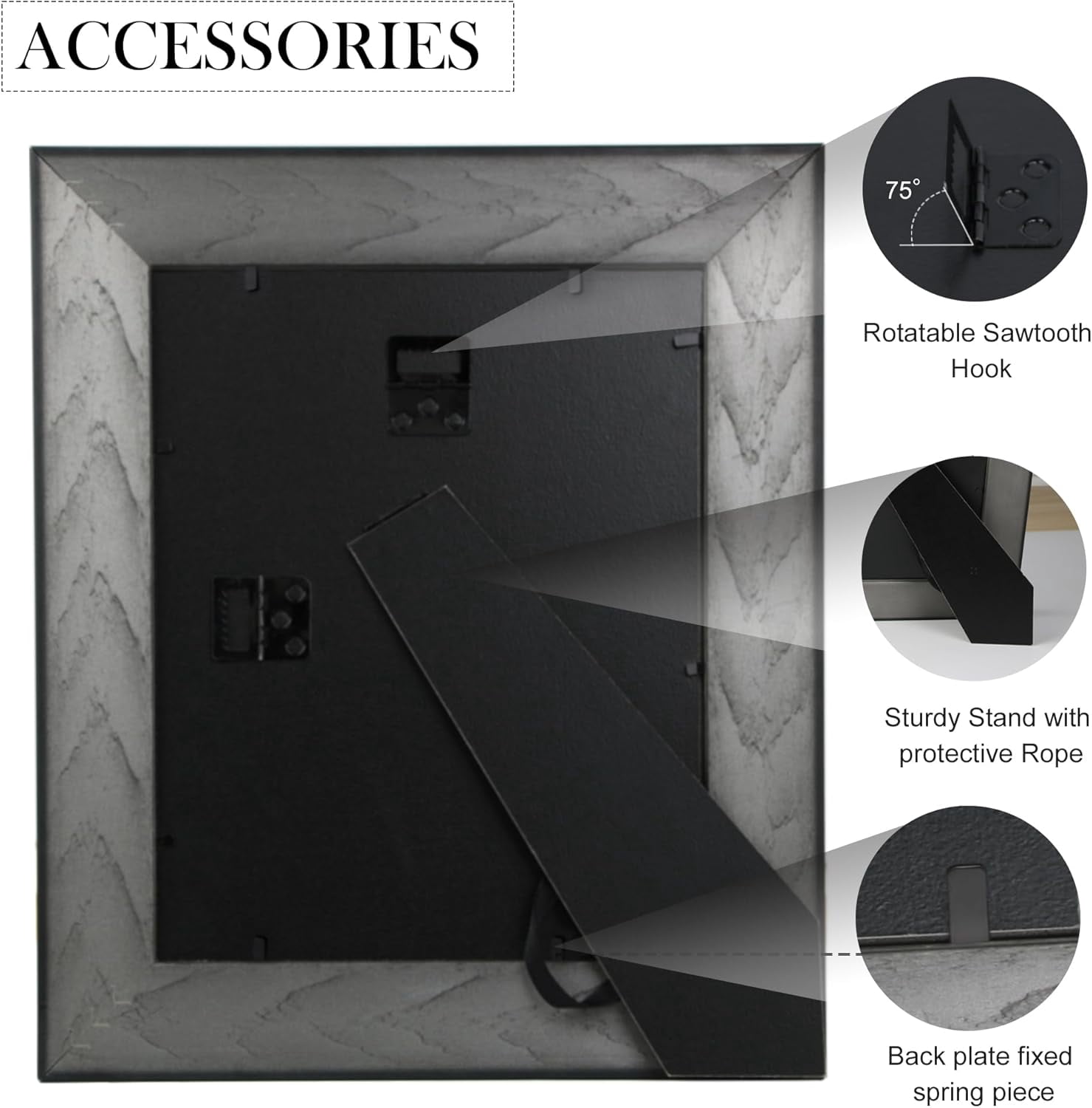Picrit 8x10 Black Picture Frame, Real Glass Front and Black Backboard, Wall Gallery Photo Frames for Wall Mounting or Tabletop Display