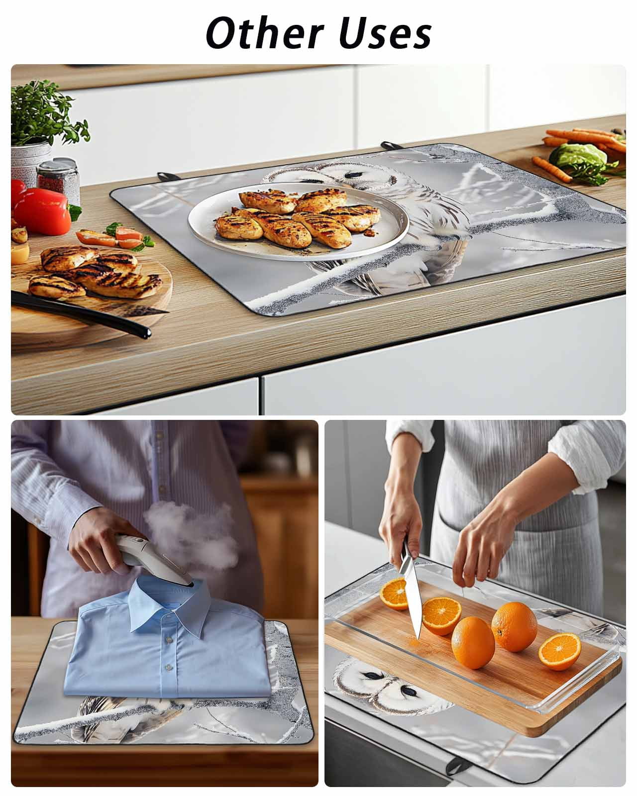 Stove Top Covers for Electric Stove, Winter Owl Glass Stovetop Cover Protector, Country Birds Animal Tree Branches Snow Induction Cooktop Protector Oven Mat for Kitchen Countertop 24"x21"