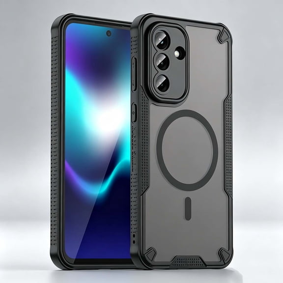 For Samsung Galaxy A57 Phone Case,Compatible with Wireless Charging,Anti-fingerprinting Matte Translucent Back Design,Heavy Duty Shockproof Non-Slip Protection,Rugged Phone Case,Black