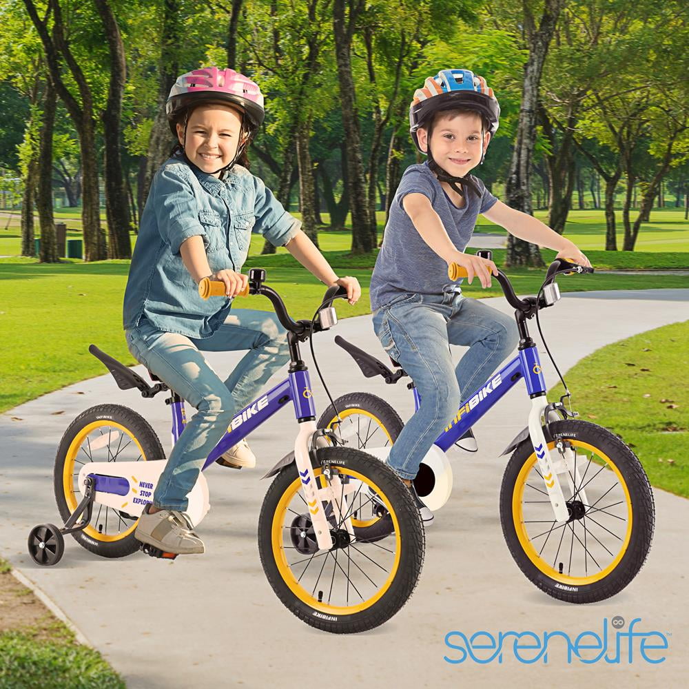 SereneLife 16” Kids Bike W/ Training Wheels & Adjustable Seat