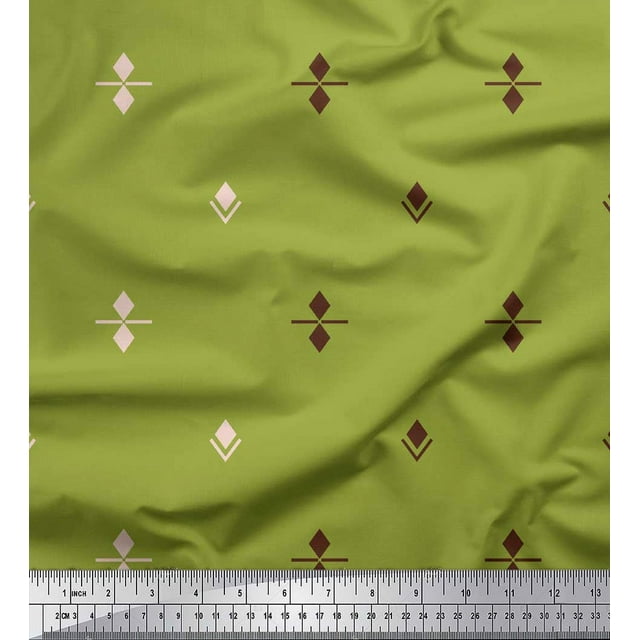 Soimoi Green Rayon Crepe Fabric Butidar Jamdani Decor Fabric Printed Yard 46 Inch Wide