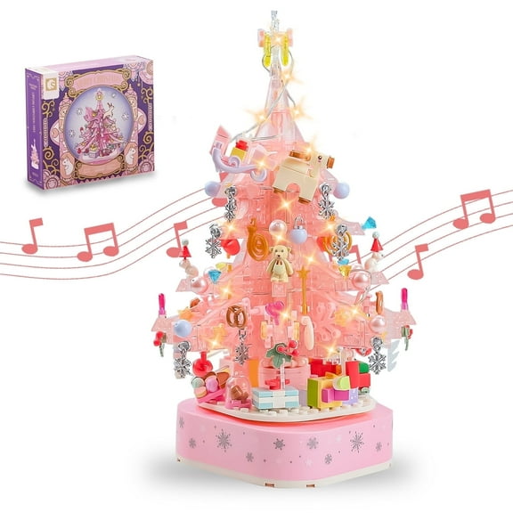 Sunforu Christmas Tree Building Blocks Set for Kids & Families,Christmas Building Bricks Music Box with Led Lighting,Creative Xmas Toys for Boys & Girls and Adults (675 Pcs)