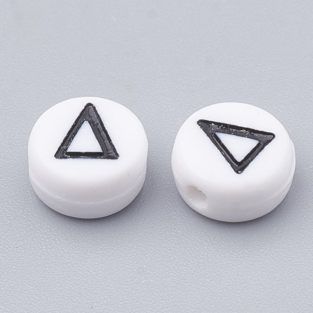 Acrylic Beads Flat Round with Greek Alphabet Mixed 7x4mm Hole: 1.5mm 3700pcs/500g