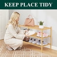 thumbnail image 2 of Smiry 3-Tier Shoe Rack , Stackable Bamboo Shoe Rack Organizer, Shoe Storage for Closet, Entryway, Bedroom and Wall, Natural, 2 of 7