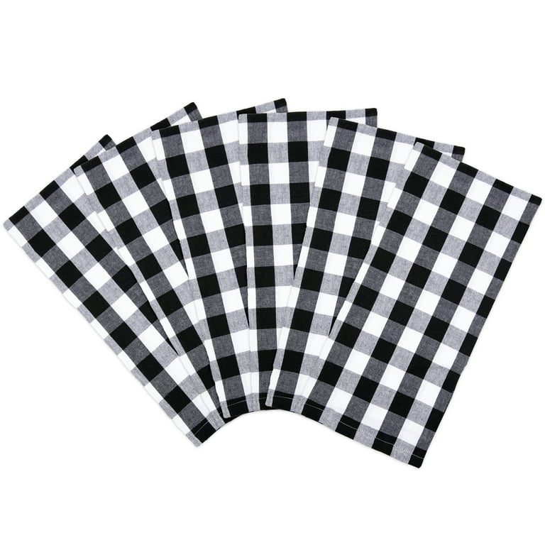 Arkwright Case of 144 Buffalo Plaid Kitchen Towels, 20 x 30, Black & White