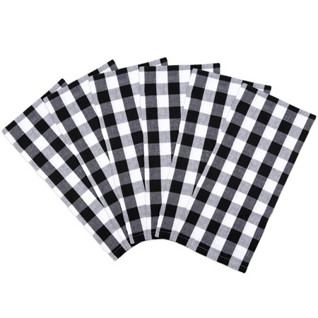 Arkwright 6 Pack of Buffalo Plaid Kitchen Towels - 20 x 30 - Black & White