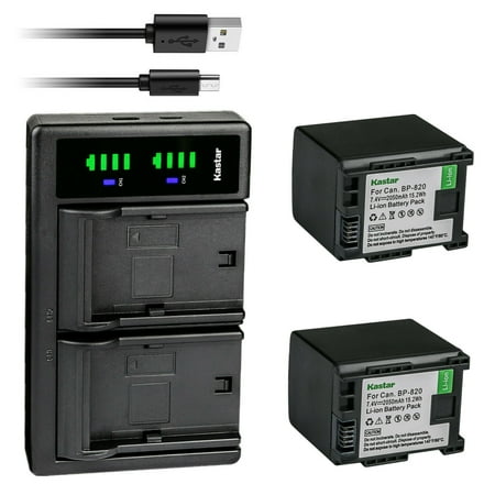 Kastar 2-Pack Battery and LTD2 USB Charger Compatible with Canon BP-820 BP820 BP-828 Battery Canon CG-800 CG800 Charger Canon XF400 XF405 XA10 XA11 XA15 XA20 XA25 XA30 XA35 XA40 Cameras