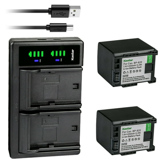 Kastar 2-Pack Battery and LTD2 USB Charger Compatible with Canon BP-820 BP820, BP-828 Battery, Canon CG-800 CG800 Charger, Canon XF400, XF405, XA10, XA11, XA15, XA20, XA25, XA30, XA35, XA40 Cameras