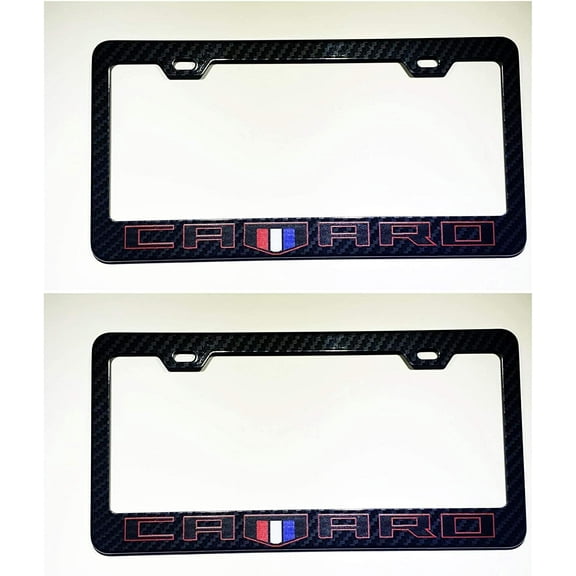 Lolosale 2PCS Carbon Fiber Camaro Flag License Plate Tag Frame Cover Holder Racing Sport for Chevy Camaro