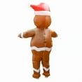 thumbnail image 3 of Adult Christmas Gingerbread Man Inflatable Costume Gingerbread Man Jumpsuit Funny Fancy Dress Halloween Cosplay Party Gift,Height 59"–74.8",gingerbread, 3 of 4