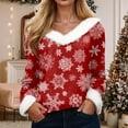 thumbnail image 2 of Rotm Womens Christmas Tops Trim V Neck Christmas Shirt Long Sleeve Tops Solid Casual Xmas Holiday Blouses Womens Novelty Christmas Gifts(Red,3XL), 2 of 4