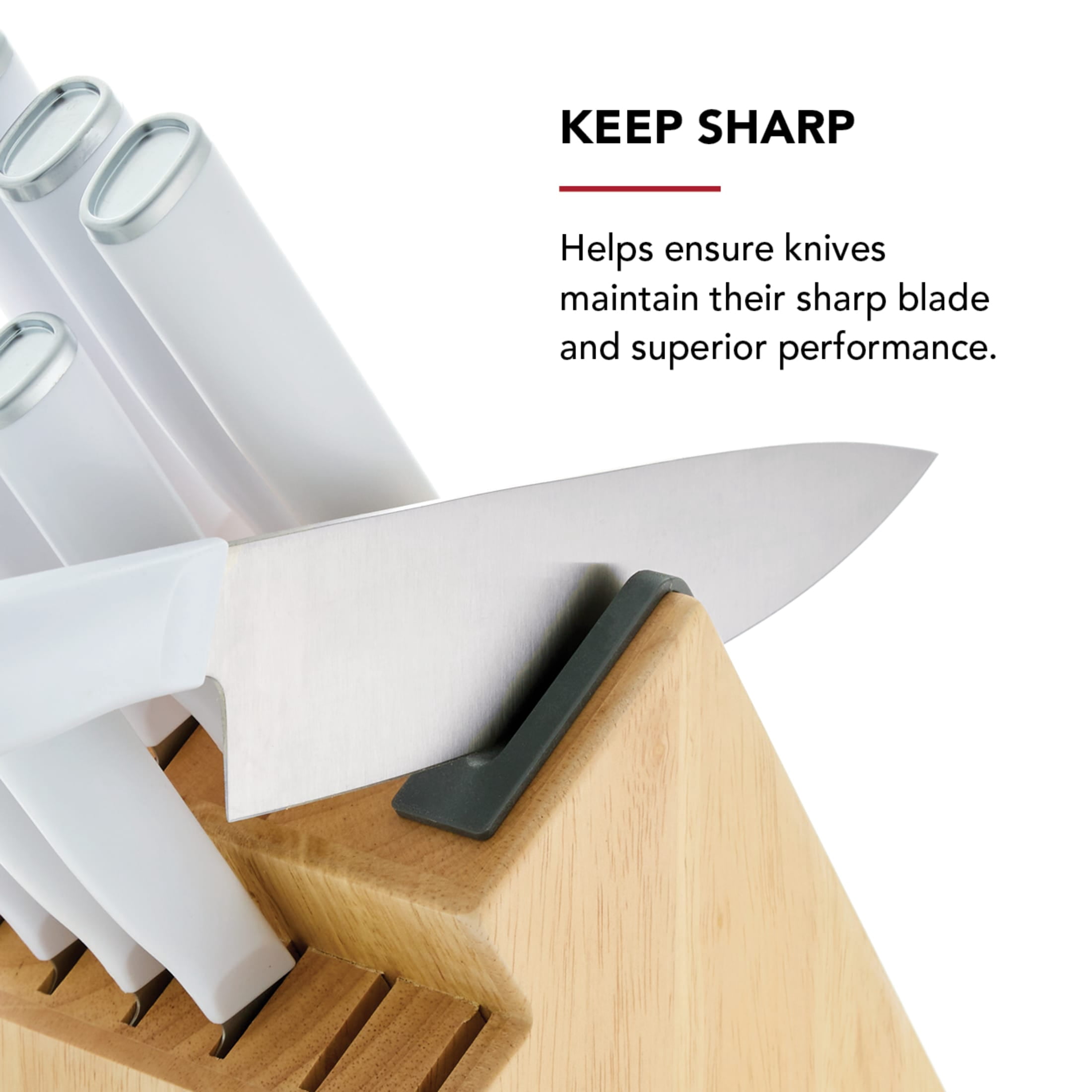 KitchenAid 14 Piece Knife Block Set with Built in Sharpener, White