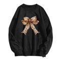 thumbnail image 1 of Rbaofujie Chandails Légers pour Femmes Mode Féminine T-Shirt à Manches Longues Col Rond Imprimé Blouse Ample Chandails en Molleton Sans Capuche Graphiques Noirs pour Femmes, 1 of 4